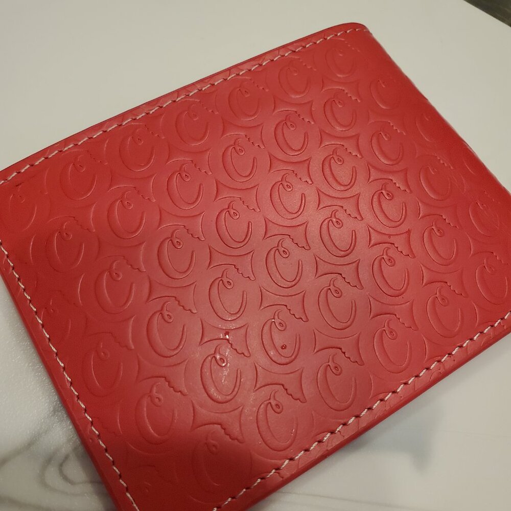 Cookies Red Leather Embossed Monogram Billfold Wallet/Card Holder